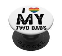 Amo a Rainbow Heart Pride de mis dos papás PopSockets PopGrip Adhesivo