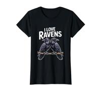 Amo al observador de Aves Entusiasta de los Cuervos Camiseta gráfica económica, Mujer, Negro, XS