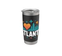 Amo Atlanta Skyline Corazón Estrellas Vaso térmico de acero inoxidable de doble pared