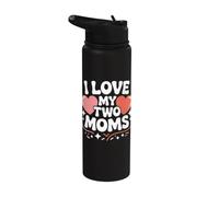 Amo el corazón de mis dos mamás, Pride Love Stainless Steel Insulated Water Bottle
