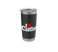 AMO EL NOMBRE DE CAITLIN DEL CORAZÓN EN UNA TEE Vaso térmico de acero inoxidable de doble pared