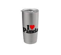 AMO EL NOMBRE DE PAMELA DEL CORAZÓN EN UNA TEE Vaso térmico de acero inoxidable de doble pared