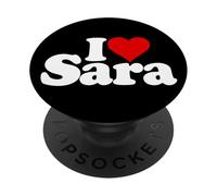 Amo EL Nombre DE Sara del CORAZÓN EN UNA tee PopSockets PopGrip Adhesivo