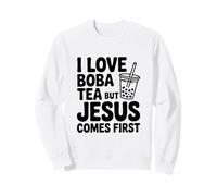 Amo el té Boba Pero Jesús Viene la Primera declaración Sudadera