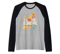 Amo Europa Aventura Wanderlust Camiseta Manga Raglan