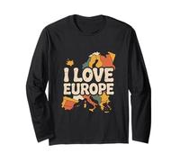 Amo Europa Mapa Aventura Diseño Manga Larga