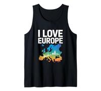 Amo Europa Mapa Ciudades Horizonte Viajes Camiseta sin Mangas