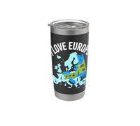 Amo Europa Mapa Monumentos Aventura Vaso térmico de acero inoxidable de doble pared