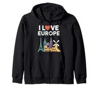 Amo Europa Monumentos arquitectónicos Viajes Sudadera con Capucha