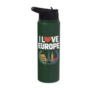 Amo Europa Monumentos Eiffel Coliseo Big Ben Stainless Steel Insulated Water Bottle