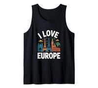 Amo Europa Monumentos icónicos Aventuras Viajes Camiseta sin Mangas
