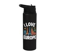 Amo Europa Monumentos icónicos Aventuras Viajes Stainless Steel Insulated Water Bottle