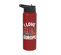 Amo Europa Monumentos icónicos Aventuras Viajes Stainless Steel Insulated Water Bottle