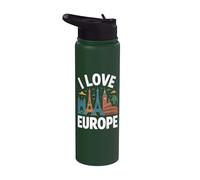 Amo Europa Monumentos icónicos Aventuras Viajes Stainless Steel Insulated Water Bottle