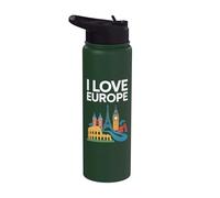 Amo Europa Monumentos icónicos Viajes Stainless Steel Insulated Water Bottle
