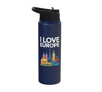 Amo Europa Monumentos icónicos Viajes Stainless Steel Insulated Water Bottle