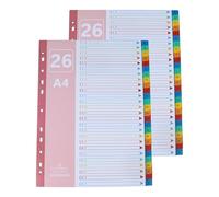 AMO HERMOSO 2 sets Separadores Archivador 2,3,4 Anillas Plastico Alfabeto Letra A-Z Numerados 1-26, Divisores Numerados Multicolor para Carpeta, Organización de Documentos y Oficina