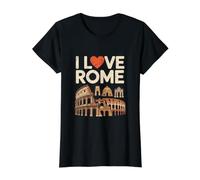 Amo la Arquitectura del Coliseo de Roma Camiseta gráfica económica, Mujer, Negro, XS