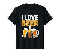 Amo la Cerveza apasionados fanáticos de la Cerveza Camiseta gráfica económica, Hombre, Negro, L