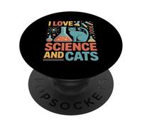 Amo la Ciencia y los Gatos Expresión Entusiasta PopSockets PopGrip Adhesivo