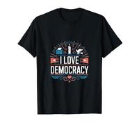 Amo la Democracia Votar Libertad Igualdad Camiseta gráfica económica, Hombre, Negro, S