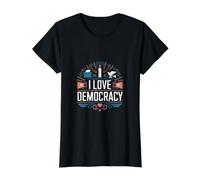 Amo la Democracia Votar Libertad Igualdad Camiseta gráfica económica, Mujer, Negro, XL