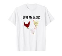 Amo la Divertida Granja de Pollos de la Granja de Pollos de mi Mujer Camiseta gráfica económica, Hombre, Blanco, M