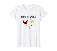 Amo la Divertida Granja de Pollos de la Granja de Pollos de mi Mujer Camiseta gráfica económica, Mujer, Blanco, L