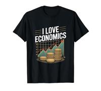 Amo la economía Entusiasta del Crecimiento financiero Camiseta gráfica económica, Hombre, Negro, S