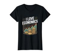 Amo la economía Entusiasta del Crecimiento financiero Camiseta gráfica económica, Mujer, Negro, XL