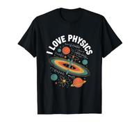 Amo la Física Planetas Átomos Fórmula Universo Camiseta gráfica económica, Hombre, Negro, M