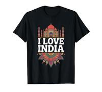 Amo la India Entusiasta del Taj Mahal Camiseta gráfica económica, Hombre, Negro, L
