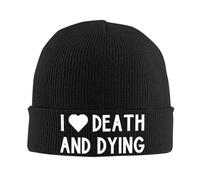 Amo La Muerte Y Morir Hombre Mujer Watch Cap Suave Gorros con Vuelta Grueso Skull Cap para Correr Ciclismo Pasear Al Perro
