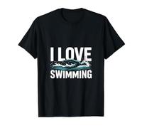Amo la pasión Entusiasta del Agua de natación Camiseta gráfica económica, Hombre, Negro, M