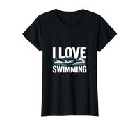 Amo la pasión Entusiasta del Agua de natación Camiseta gráfica económica, Mujer, Negro, L