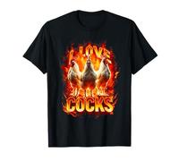 Amo Las Pollas Granja De Fuego Animales Gallos Meme Amantes De Pollos Camiseta