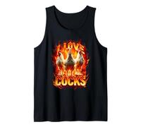 Amo Las Pollas Granja De Fuego Animales Gallos Meme Amantes De Pollos Camiseta sin Mangas