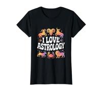 Amo los Signos del Zodiaco del horóscopo de la astrología Camiseta gráfica económica, Mujer, Negro, XS