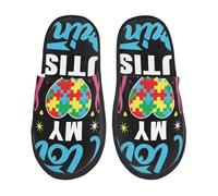 Amo Mi Autismo Mujer Hombre Zapatillas De Estar Por Casa Peluche Zapatillas De Casa Cálido Zapatos Para Salon Invierno Interior L