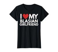 Amo mi Blasian Novia Negro Asiático Orgullo Pareja Herencia Camiseta gráfica económica, Mujer, Negro, S