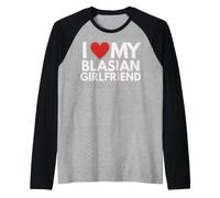 Amo mi Blasian Novia Negro Asiático Orgullo Pareja Herencia Camiseta Manga Raglan