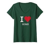 Amo mi casa, Amo mi casa Camiseta Cuello V, Mujer, Verde Bosque, XL
