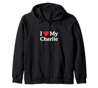 Amo mi corazón de Charlie Charlie Amo a Charlie Sudadera con Capucha