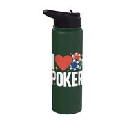 Amo Poker Casino Fichas Juegos Diversión Stainless Steel Insulated Water Bottle