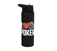 Amo Poker Casino Fichas Juegos Diversión Stainless Steel Insulated Water Bottle