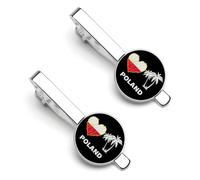 Amo Polonia. Pinzas para corbata con forma de corazón y bandera polaca para hombre. Juego de 2 pinzas redondas para corbata, ideales para aniversarios de boda, negocios y graduaciones.