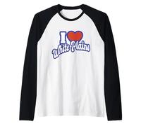 Amo White Plains Nueva York Camiseta Manga Raglan