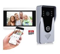 AMOCAM Intercomunicador inalámbrico de video con sistema de monitor, intercomunicador de video WiFi 1080P HD cámara de metal, monitor de 7 pulgadas con registro de tarjeta 32G, aplicación Tuya, audio