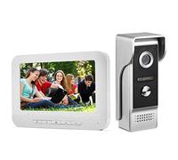 AMOCAM Sistema de intercomunicación de video, monitor de 7 entradas, kit de timbre de puerta de video con cable, intercomunicador de puerta de cámara IR para exteriores, monitoreo de soporte,