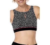Amoena Manila High Neckline Wire-Free Bikini Top Mastectomy Pocketed Swimwear Black/White Parte Superior, Blanco y Negro, 90B para Mujer